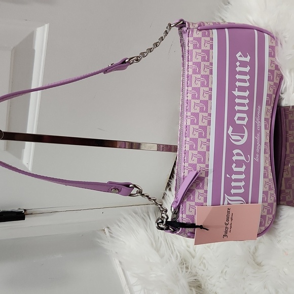 💜🔹️Juicy Couture🔹️ violet tulle fashionista shoulder bag + wallet Bundle Set - Picture 5 of 10